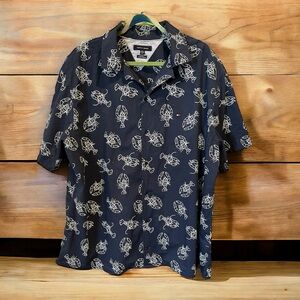 Tommy Hilfiger Lobster Print Navy Blue Men's XXL Custom Fit‎ Button-Down
Shirt